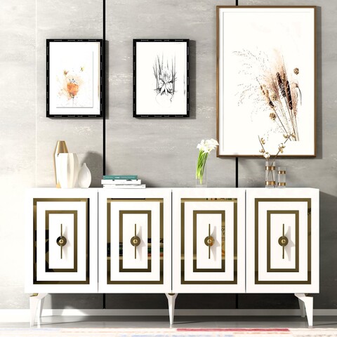 Consola, Olivia, Viola, 150x79x40 cm, PAL , Alb