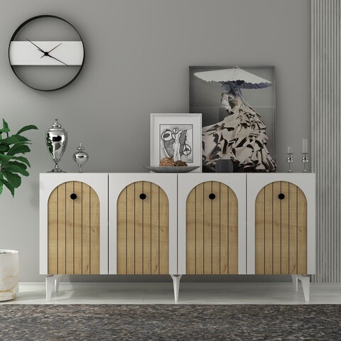 Consola, Olivia, Breda, 150x79x40 cm, PAL , Stejar alb / safir