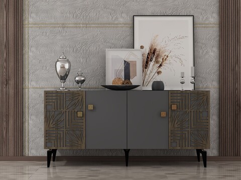 Consola, Olivia, Midia, 150x79x40 cm, PAL , Antracit