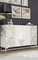 Consola, Chalmette, Afra KM120, 120x75x29 cm, PAL , Alb / Marmură Efes / Argint