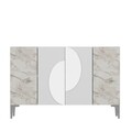 Consola, Chalmette, Afra KM120, 120x75x29 cm, PAL , Alb / Marmură Efes / Argint