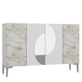 Consola, Chalmette, Afra KM120, 120x75x29 cm, PAL , Alb / Marmură Efes / Argint