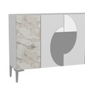 Consola, Chalmette, Afra KM120, 120x75x29 cm, PAL , Alb / Marmură Efes / Argint