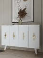 Consola, Olivia, Quart Ramada, 120x80x29 cm, PAL , Aur/Alb