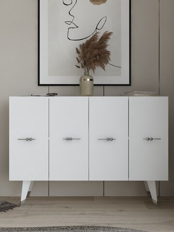 Consola, Olivia, Quart Salkım, 120x80x29 cm, PAL , Argintiu/Alb