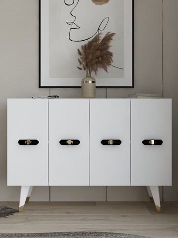 Consola, Olivia, Quart V, 120x80x29 cm, PAL , Aur/Alb