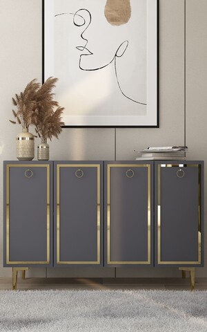 Consola, Olivia, Wolly KM120, 120x75x29 cm, PAL , Antracit / Aur