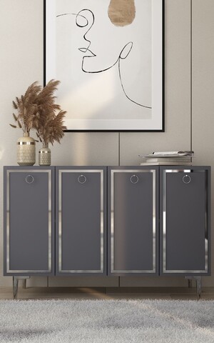 Consola, Olivia, Wolly KM120, 120x75x29 cm, PAL , Antracit / Argintiu