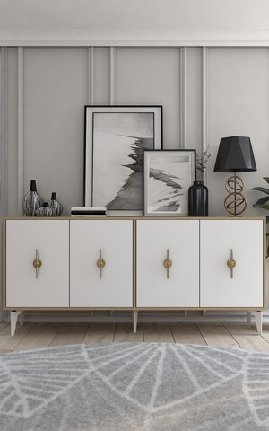 Consola, Olivia, Figora, 180x82 cm, PAL , Stejar Safir / Alb
