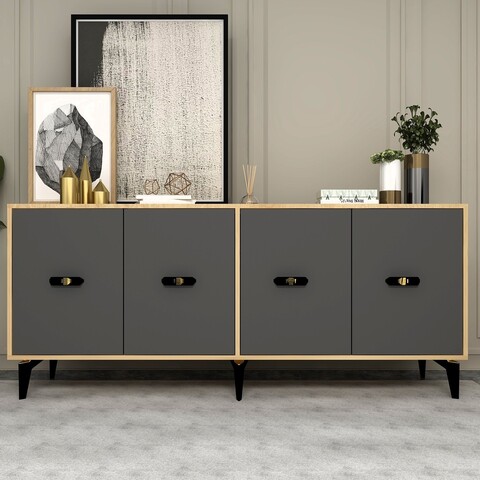 Consola, Olivia, Fly, 180x82 cm, PAL , Stejar safir / Antracit