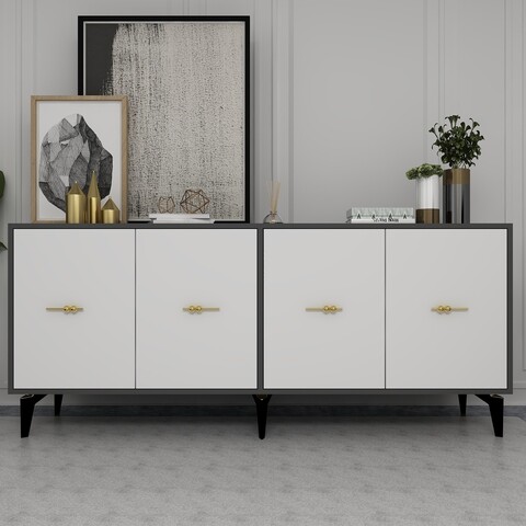 Consola, Olivia, Sinta, 180x82 cm, PAL , Antracit/Alb