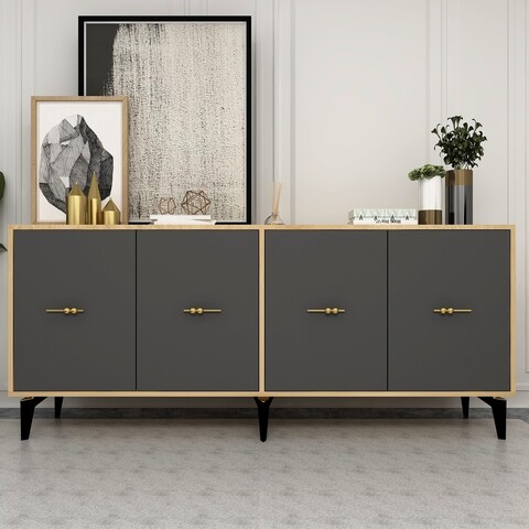 Consola, Olivia, Sinta, 180x82 cm, PAL , Stejar safir / Antracit