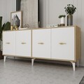 Consola, Olivia, Sinta, 180x82 cm, PAL , Stejar Safir / Alb