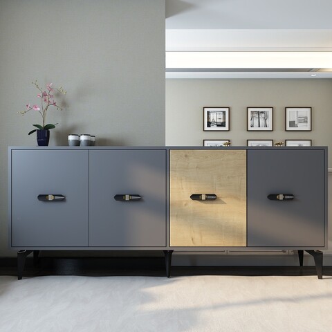 Consola, Olivia, Cherry, 180x82 cm, PAL , Stejar antracit / safir