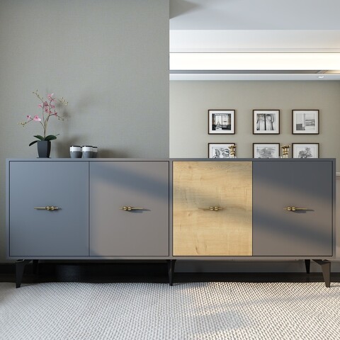 Consola, Olivia, Verry, 180x82 cm, PAL , Stejar antracit / safir