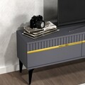 Comoda TV, Olivia, Defne, 180x44 cm, PAL, Antracit / Aur