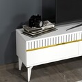 Comoda TV, Olivia, Defne, 180x44 cm, PAL, Alb/Auriu