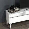Comoda TV, Olivia, Defne, 180x44 cm, PAL, Alb / Argintiu