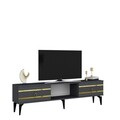 Comoda TV, Olivia, Pelin, 150x44 cm, PAL, Antracit / Aur