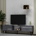 Comoda TV, Olivia, Pelin, 150x44 cm, PAL, Antracit / Argintiu