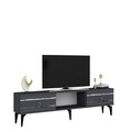 Comoda TV, Olivia, Pelin, 150x44 cm, PAL, Antracit / Argintiu