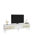 Comoda TV, Olivia, Pelin, 150x44 cm, PAL, Alb/Auriu