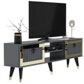 Comoda TV, Olivia, Lidya, 150x45 cm, PAL, Antracit / Aur