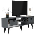 Comoda TV, Olivia, Lidya, 150x45 cm, PAL, Antracit / Argintiu