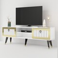 Comoda TV, Olivia, Lidya, 150x45 cm, PAL, Alb/Auriu