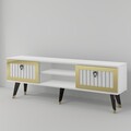 Comoda TV, Olivia, Lidya, 150x45 cm, PAL, Alb/Auriu