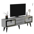 Comoda TV, Olivia, Lidya, 150x45 cm, PAL, Alb/Auriu