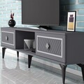 Comoda TV, Olivia, Herry, 150x44 cm, PAL, Antracit / Argintiu