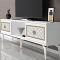 Comoda TV, Olivia, Herry, 150x44 cm, PAL, Alb/Auriu