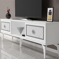 Comoda TV, Olivia, Herry, 150x44 cm, PAL, Alb / Argintiu