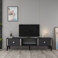 Comoda TV, Olivia, Doruk, 150x44 cm, PAL, Antracit / Argintiu