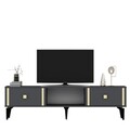 Comoda TV, Olivia, Doruk, 150x44 cm, PAL, Antracit / Aur