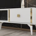 Comoda TV, Olivia, Doruk, 150x44 cm, PAL, Alb/Auriu