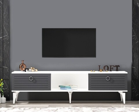 Comoda TV, Olivia, Arona, 150x44 cm, PAL, Alb / Antracit
