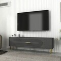 Comoda TV, Olivia, Retrol3, 120x48 cm, PAL, Antracit / Aur