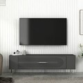 Comoda TV, Olivia, Retrol3, 120x48 cm, PAL, Antracit / Argintiu