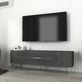 Comoda TV, Olivia, Retrol3, 120x48 cm, PAL, Antracit / Argintiu