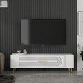 Comoda TV, Olivia, Retrol3, 120x48 cm, PAL, Alb/Auriu
