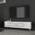 Comoda TV, Olivia, Retrol3, 120x48 cm, PAL, Alb/Auriu