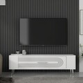 Comoda TV, Olivia, Retrol3, 120x48 cm, PAL, Alb / Argintiu