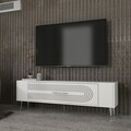 Comoda TV, Olivia, Retrol3, 120x48 cm, PAL, Alb / Argintiu