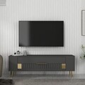 Comoda TV, Olivia, Retrolp4, 120x48 cm, PAL, Antracit / Aur