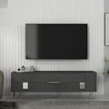 Comoda TV, Olivia, Retrolp4, 120x48 cm, PAL, Antracit / Argintiu
