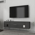 Comoda TV, Olivia, Retrolp4, 120x48 cm, PAL, Antracit / Argintiu