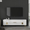 Comoda TV, Olivia, Retrolp4, 120x48 cm, PAL, Alb/Auriu