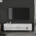 Comoda TV, Olivia, Retrolp4, 120x48 cm, PAL, Alb / Argintiu